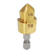 Broca de expansión para tubería de agua 15-19mm vástago hexagonal de 1/4 de pulgada recubierta de titanio acero de alto carbono