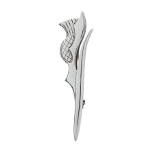 Modern Scottish Isla Thistle Kilt Pin in Polished Pewter