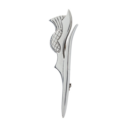 Modern Scottish Isla Thistle Kilt Pin in Polished  Pewter