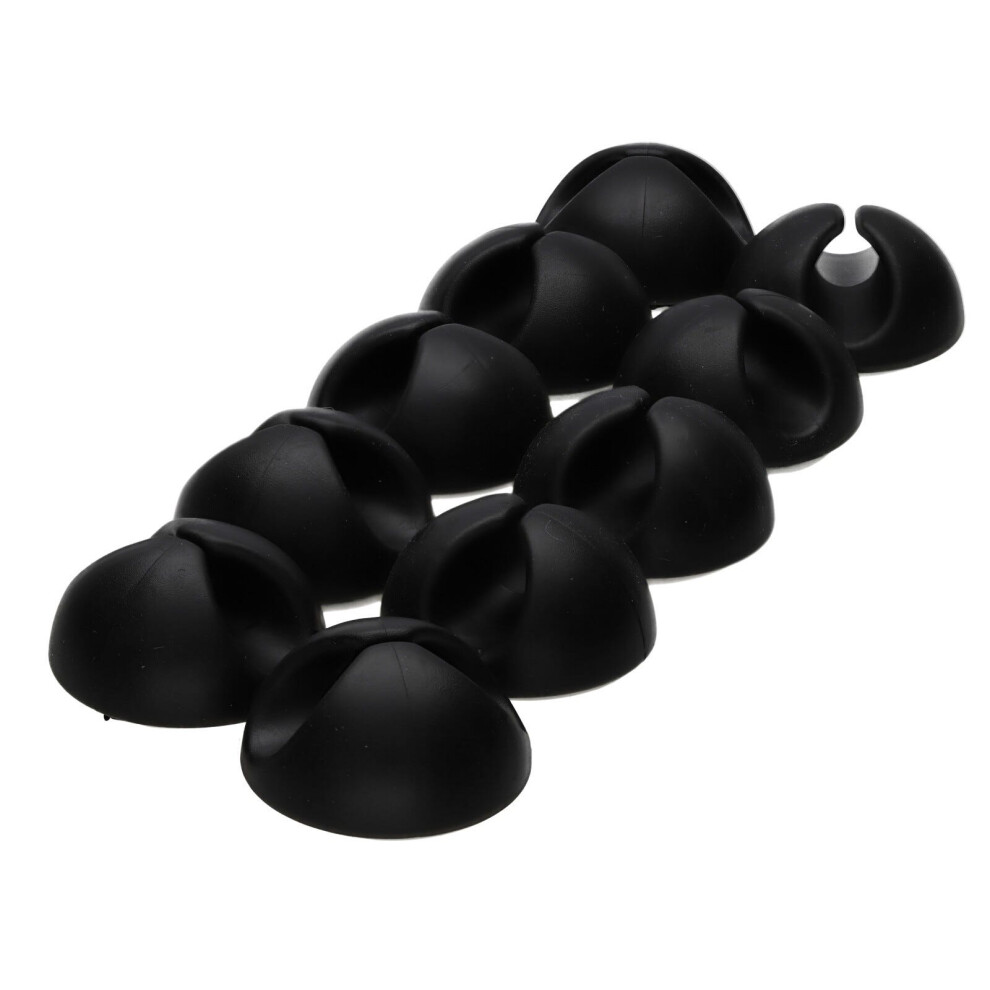 Kenable Desk Cable Tidy Single Channel Self Adhesive Sticky Pads [10 Pack] Black