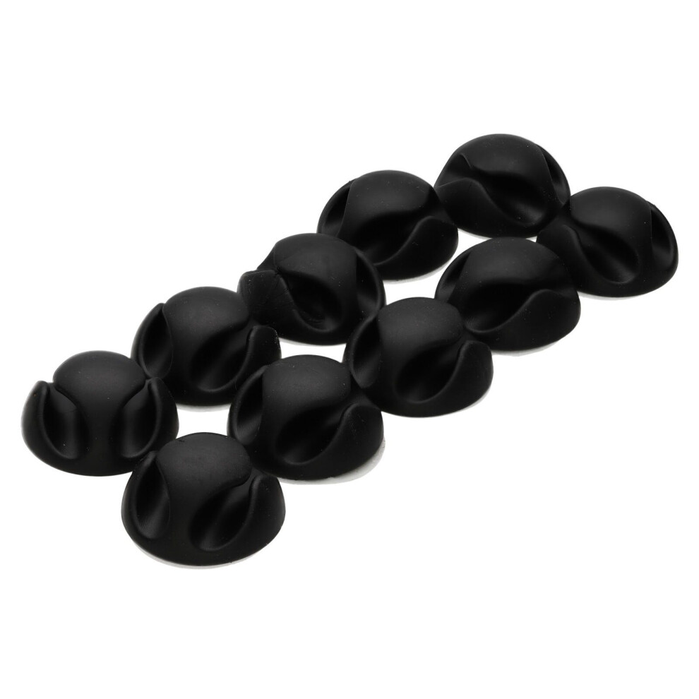 Kenable Black Desk Cable Tidy Double Channel Self Adhesive Sticky Pads [10 Pack]