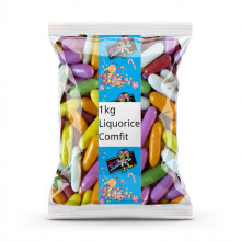 Taveners Liquorice Comfits 1kg - Classic Liquorice Torpedoes Bulk Bag