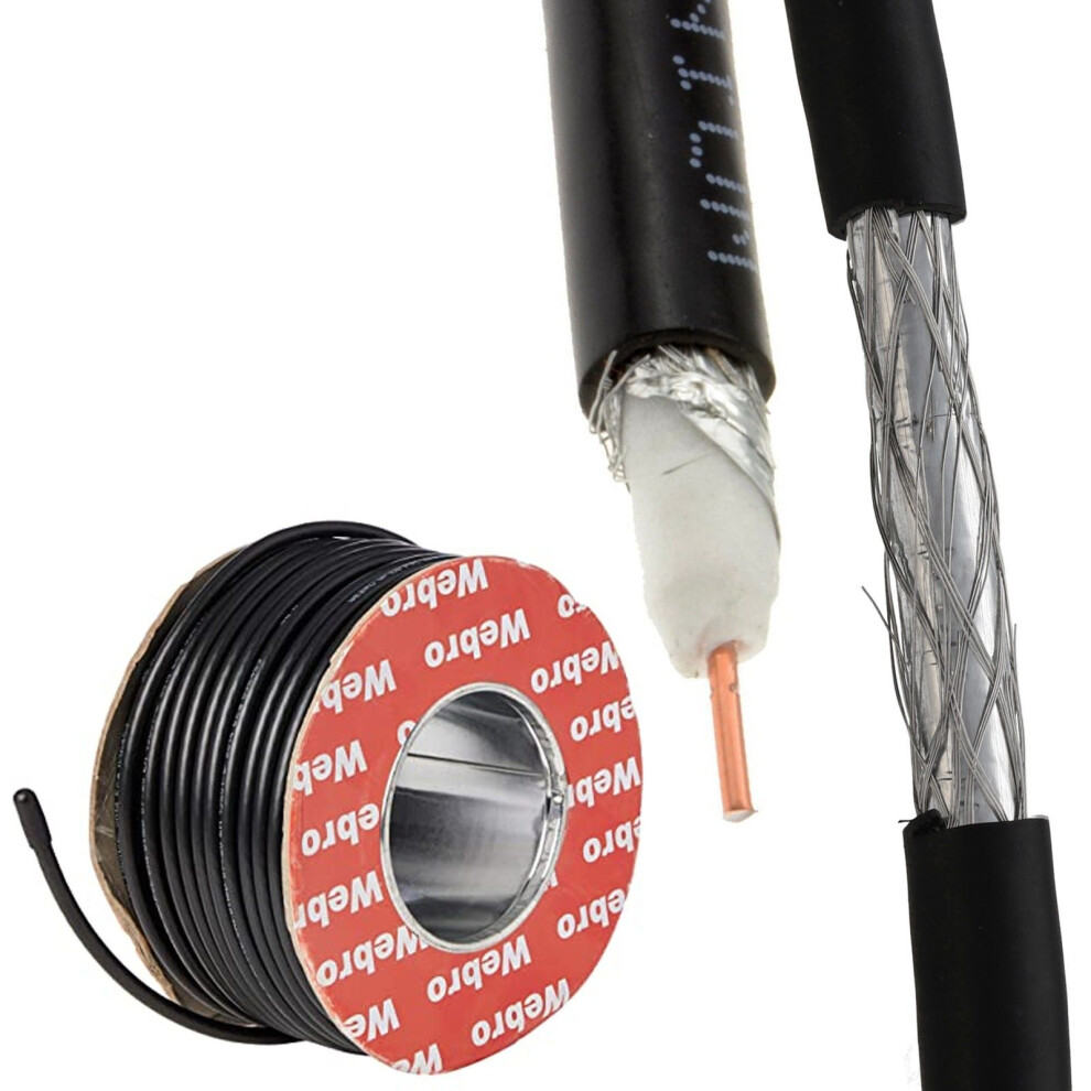 Webro Rg6u Hd Tv/Aerial/Antenna/Freeview Coaxial Cable Shielded 50M Black 5054338113517