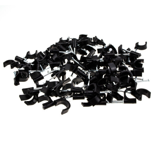 Round Black 12mm Cable Clips Secure Fastenings Cables LARGE [100 Pack] 2