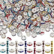 Cuentas espaciadoras de diamantes de imitación de 8 mm, rondel ondulado, 400 unidades