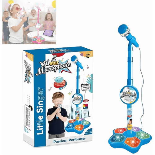 Dispositivo karaoke Star, blu, microfono 5 in 1 con luci LED