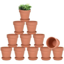 Pots en terre cuite avec soucoupe, 7,6 cm (3 pouces), lot de 12