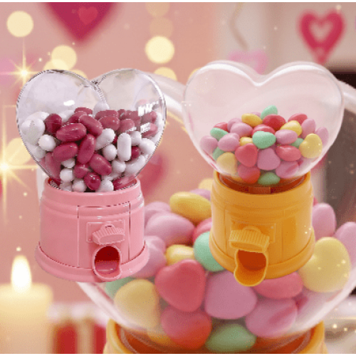 Herzförmiger Süßigkeitenspender, rosa, 3er-Pack