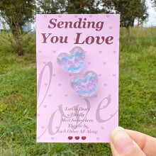 Valentine's Pocket Card Set Glitter Heart Blue Purple 6 pcs