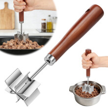 Picadora de carne de acero inoxidable con 6 cuchillas curvas.