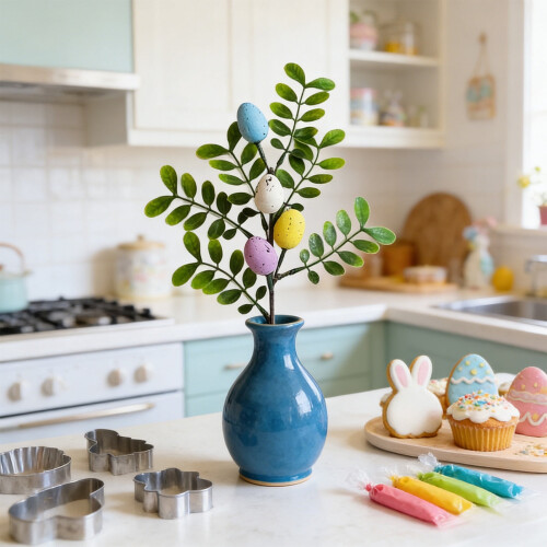 Easter Egg Floral Picks Artificial Flowers with Leaves 2