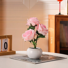 Lampe d'ambiance rose artificielle en céramique rechargeable par USB