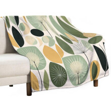 Sage Green Geometric Throw Blanket 50x60 Flannel Fleece
