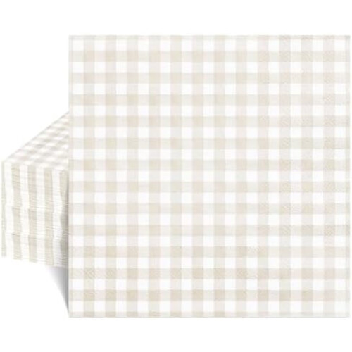 Pink gingham papirservietter 15x15 cm (foldet) 80 stk.