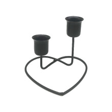 Castiçal em formato de coração, preto, para vela cônica (1 peça)