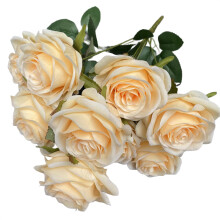 Bouquet di rose gialle artificiali a 9 teste per decorazioni nuziali