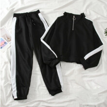 Completo sportivo casual da donna a due pezzi con elastico in vita e traspirante.