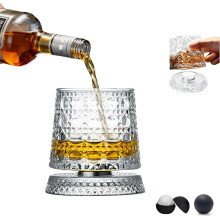 Verre à whisky avec base en cristal rotative à 360