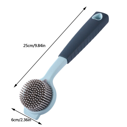 Escova de silicone para lavar louça, ideal para panelas e frigideiras, com cabo longo. 2