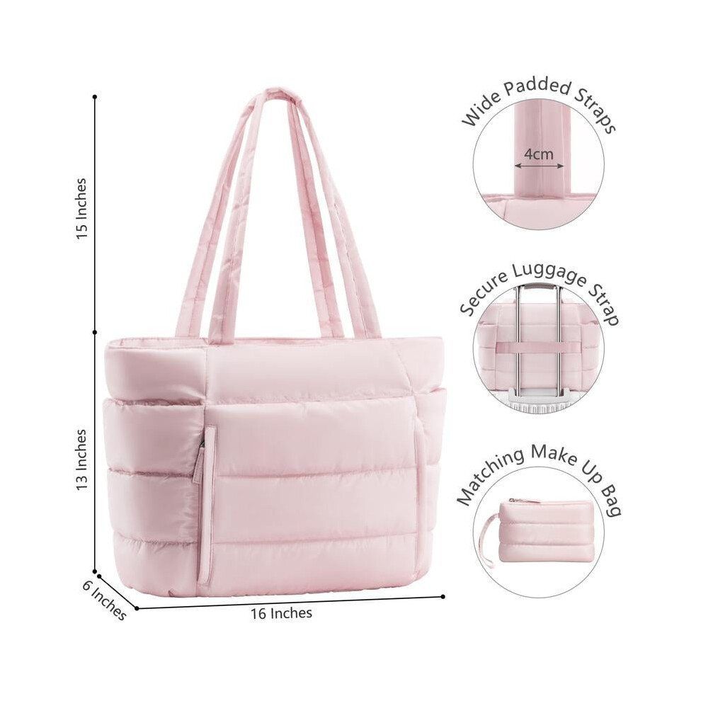 Women's Puffer Tote Bag â Quilted Lightweight Laptop &
