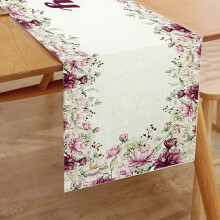Elegant Floral Table Runner, Farmhouse Linen Dresser Scarf, Spring Seasonal Home Decor for Kitchen Island, 13 x 72 inch