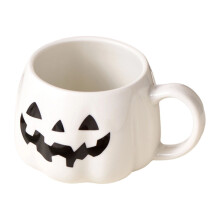 Halloween-Kürbisbecher – Keramik-Kaffeebecher mit fröhlichem Halloween-Muster, spülmaschinenfest
