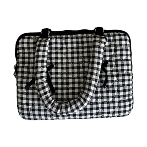 Bolsa para laptop em tecido com laço, ideal para tablets de até 13 polegadas.