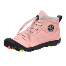 Toddler Boys & Girls Cotton Snow Boots – Warm, Thick, Lace-Up, Comfortable Outdoor Shoes – Pink, Size 9.5–10 Years, Compatible with Kids' Feet
