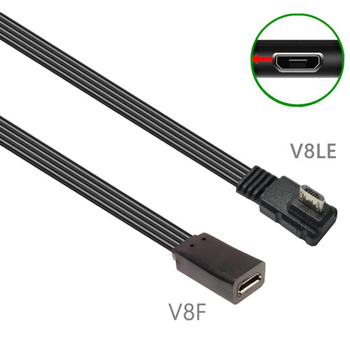 Καλώδιο επέκτασης Microed USB αρσενικό σε θηλυκό με ορθή γωνία, επίπεδη, εύκαμπτη 2