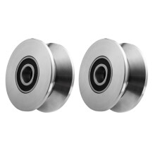 Lot de 2 roulettes de remplacement en acier inoxydable Ă gorge en H pour portail coulissant.