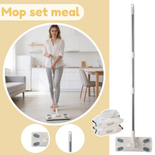 Mop eletrostático para pisos com cabo ajustável e 1 toalha de secagem.