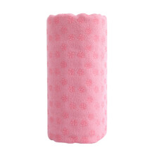 Sweat Absorbent Non-Slip Yoga Towel Hot Yoga Mat Cover with PVC Anti-Slip and Breathable Fabric Plus Mesh Carrying Bag for Bikram Pilates(Pink/S)