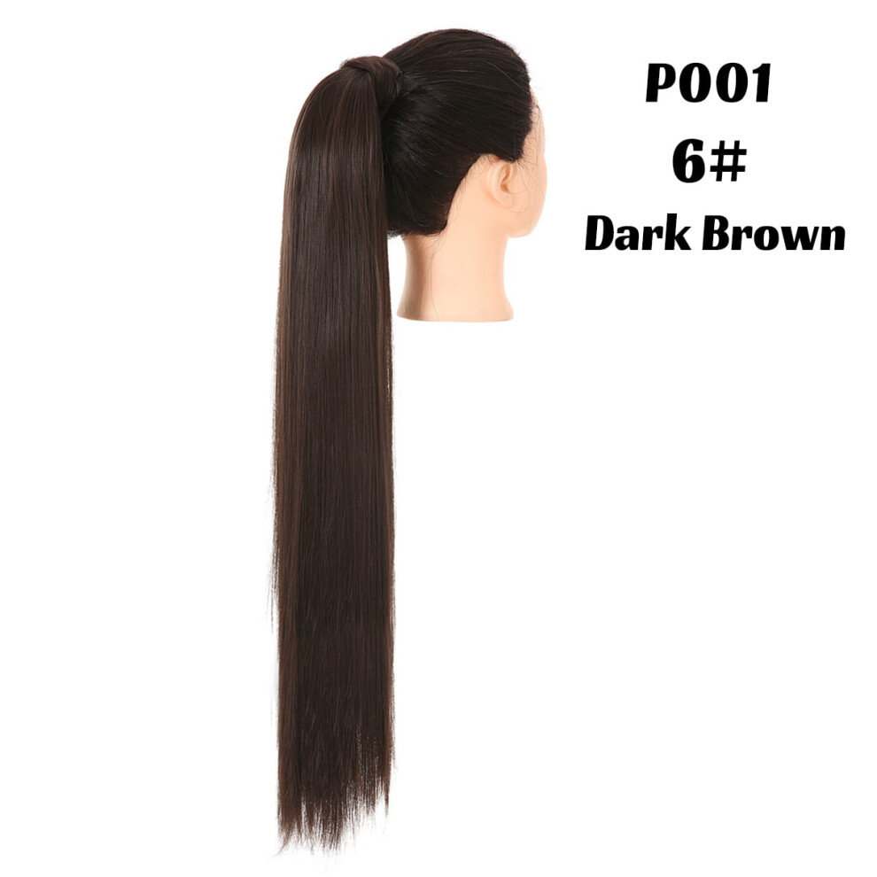 Unisex Premium Synthetic Straight Daily Ponytail Hair Extension Clip In Hairpiece Smooth Overhead Pony Tail Wrap Around Pigtail P001
