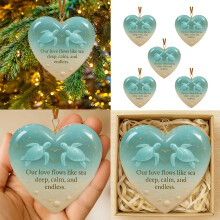 Valentine's Day & Christmas Acrylic 2D Friendship Pendant Set (5pcs), 3.15" Blue Hanging Ornament for Cars/Backpacks/Home, Gift for Family,