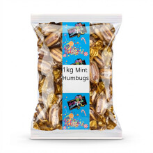 1kg Krazy Kandi Mint Humbugs, Individually Wrapped Hard Boiled Sweets, Bulk Bag Mints