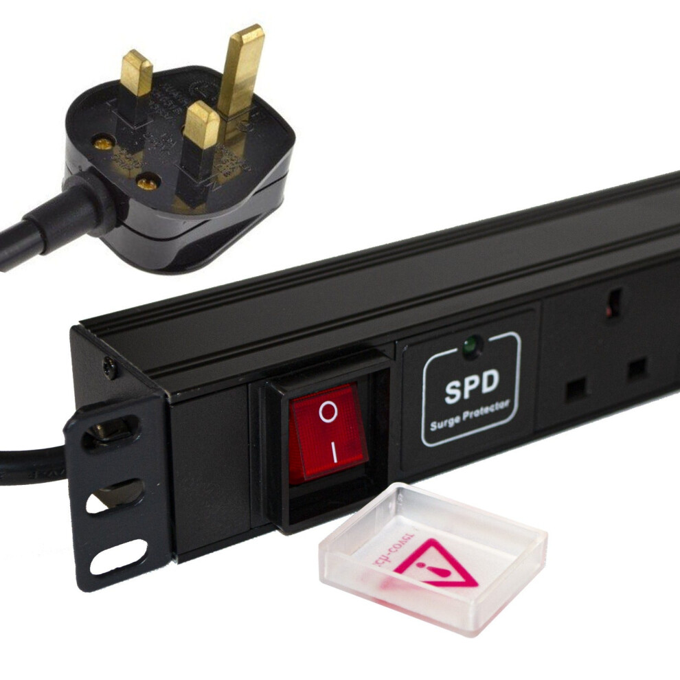 Kenable Pdu Uk Sockets 6 Way With Uk Plug Power Distribution Unit Horizontal Surged 1.8M