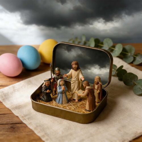 Pocket Nativity Set Tin Box 12 pcs Mini Jesus Figurines 2