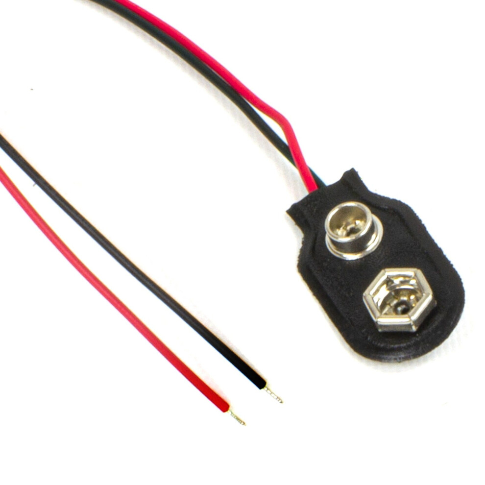 Pp3 9V Square Battery Snap Clipon Connector Solder Lead 150Mm Cable 5021196005308