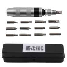 1/2" Drive Impact Screwdriver 12pcs Bits Slotted Hex Soft Grip Chrome