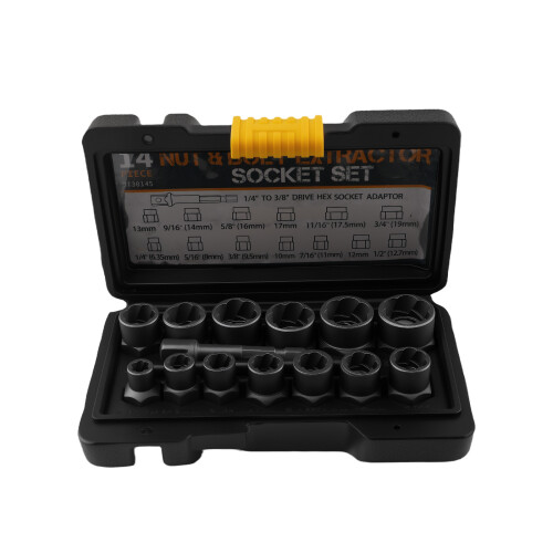 13pc Wheel Lock Nut Removal Tool Set Impact Socket 6.35-19mm Bolt Extractor Kit
