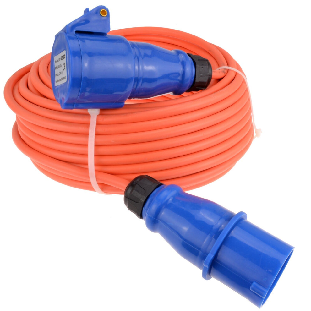 Kenable Caravan/Motorhome 3 Pin Electric Hookup 1.5Mm Cee 16A Mains Extension Cable 25M Orange