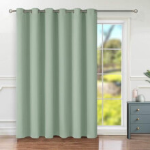 Rideau de porte coulissante 84", rideau d'intimité thermique occultant extra large, 1 panneau, vert givré, 120" de large, compatible avec les