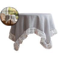 Nappe ronde de 99 cm (39 pouces) avec volants en dentelle – Style bohème moderne, lavable en machine, idéale pour les mariages, les fêtes, la