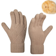 Dubbellaagse gebreide dameshandschoenen, thermische winterhandschoenen voor koud weer, winddichte fietshandschoenen voor dames, één maat past de