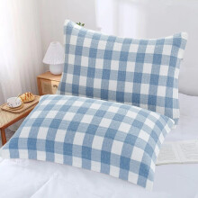 Taie d'oreiller en coton à carreaux de qualité supérieure - Taille standard 51 x 76 cm (20 x 30 pouces) - Housse de couette tissée douce et