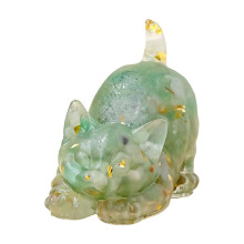Figurine de chat en résine effet gravier cristallin, 6 x 3 cm, représentant un chat endormi. Décoration idéale pour Noël et comme cadeau.