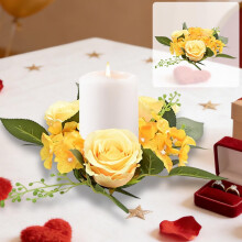 Couronne de bougies en roses artificielles en soie pour mariage, fête et décoration intérieure – Compatible avec les bougies standard