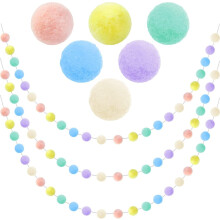 Guirlande de 3 pompons pastel RUseeN, décoration en feutrine pour la classe, Noël, Pâques, les fêtes – Compatible avec RUseeN