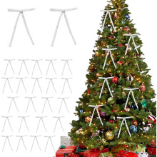 Conjunto de 24 laços de Natal de veludo 5x7 polegadas para árvore, guirlanda, presentes, porta e enfeites – Decoração vintage para casa