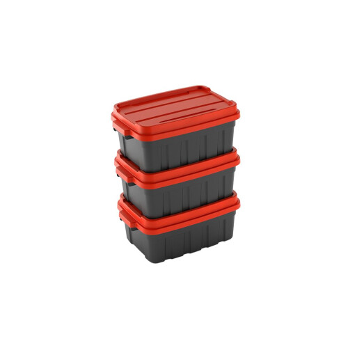 Keter Tuff Box 37L Storage Boxes with Lid Set of 3 - Black
